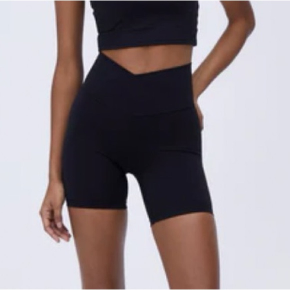 Black Wrap Over Biker Shorts